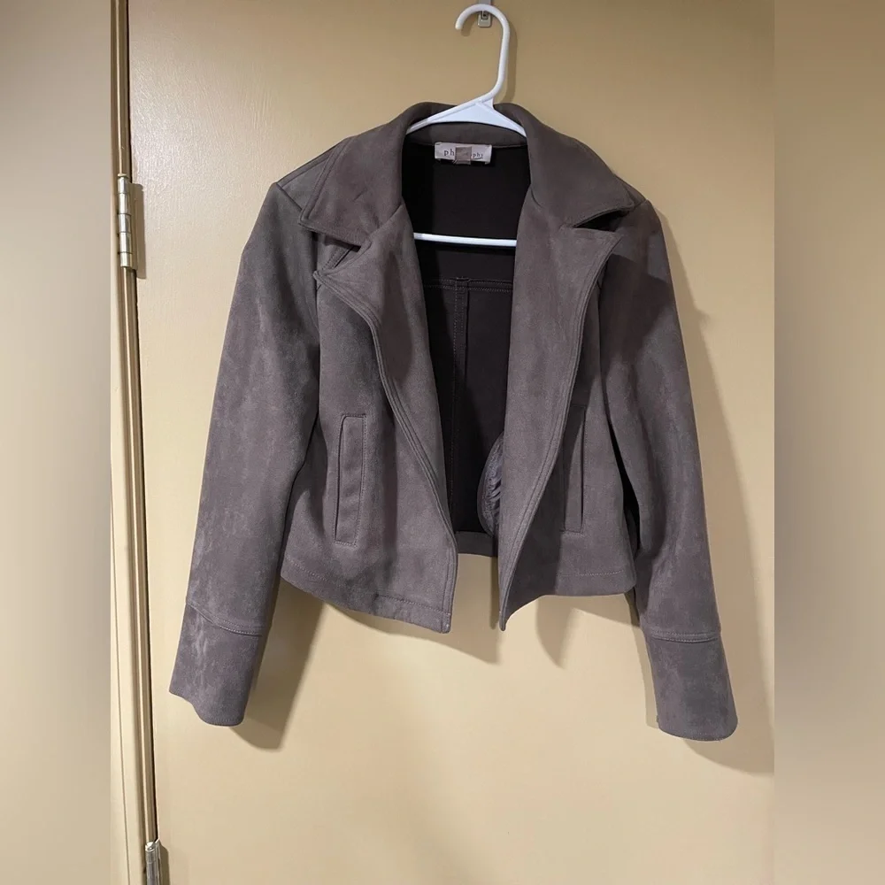 Philosophy Women's Brown Faux Leather Sueded Jacket